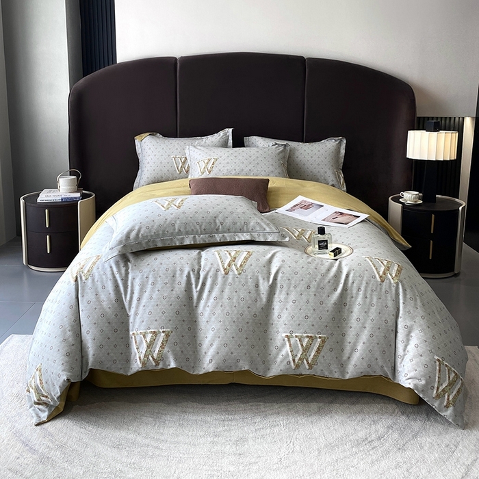 曲之慕 2025直播爆款纯棉磨毛 高克重加厚全棉磨毛印花四件套 乔西-灰