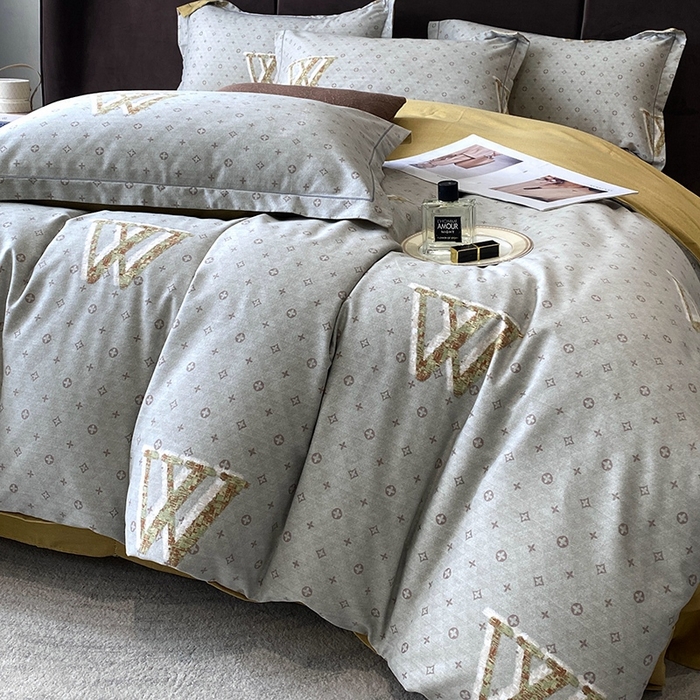 91家纺网 家纺一手货源 找家纺 曲之慕 2025直播爆款纯棉磨毛 高克重加厚全棉磨毛印花四件套 乔西-灰