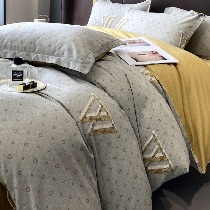 91家纺网 家纺一手货源 找家纺 曲之慕 2025直播爆款纯棉磨毛 高克重加厚全棉磨毛印花四件套 乔西-灰