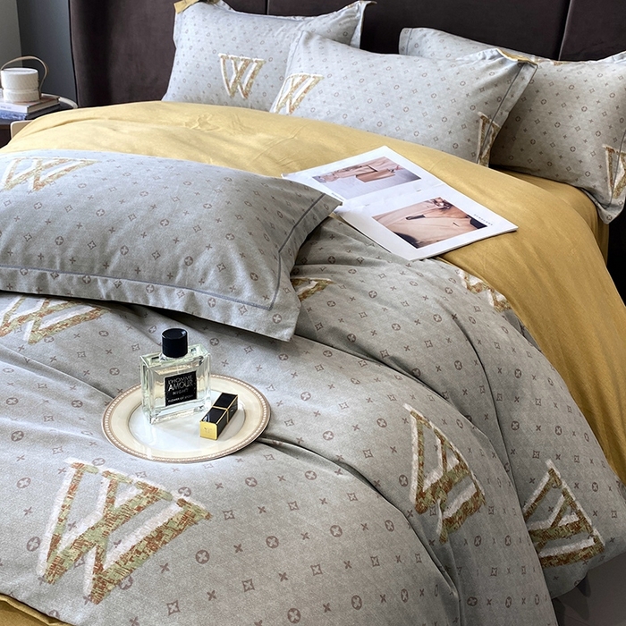 91家纺网 家纺一手货源 找家纺 曲之慕 2025直播爆款纯棉磨毛 高克重加厚全棉磨毛印花四件套 乔西-灰