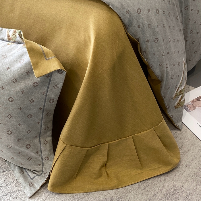 91家纺网 家纺一手货源 找家纺 曲之慕 2025直播爆款纯棉磨毛 高克重加厚全棉磨毛印花四件套 乔西-灰