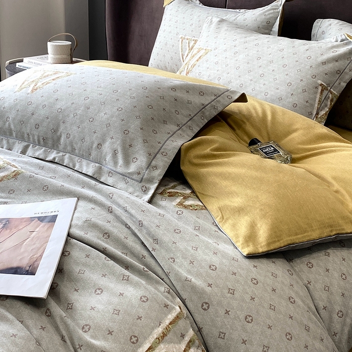 91家纺网 家纺一手货源 找家纺 曲之慕 2025直播爆款纯棉磨毛 高克重加厚全棉磨毛印花四件套 乔西-灰