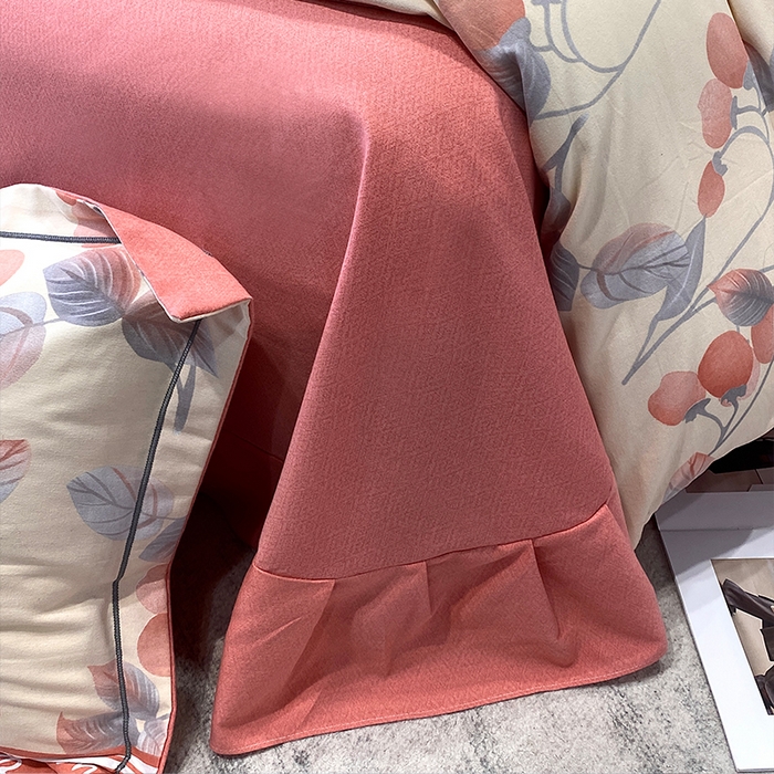 91家纺网 家纺一手货源 找家纺 曲之慕 2025直播爆款纯棉磨毛 高克重加厚全棉磨毛印花四件套 秋实-粉