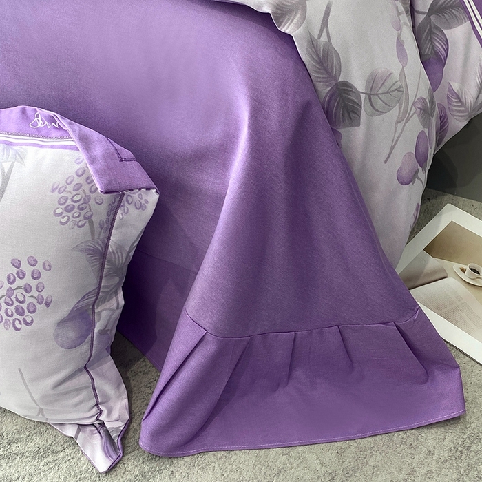 91家纺网 家纺一手货源 找家纺 曲之慕 2025直播爆款纯棉磨毛 高克重加厚全棉磨毛印花四件套 秋实-紫