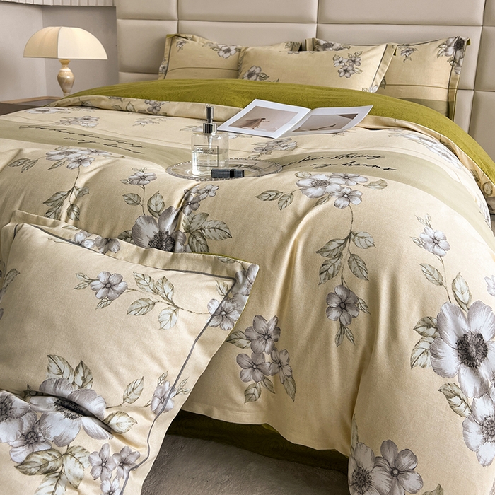 91家纺网 家纺一手货源 找家纺 曲之慕 2025直播爆款纯棉磨毛 高克重加厚全棉磨毛印花四件套 瑞丽