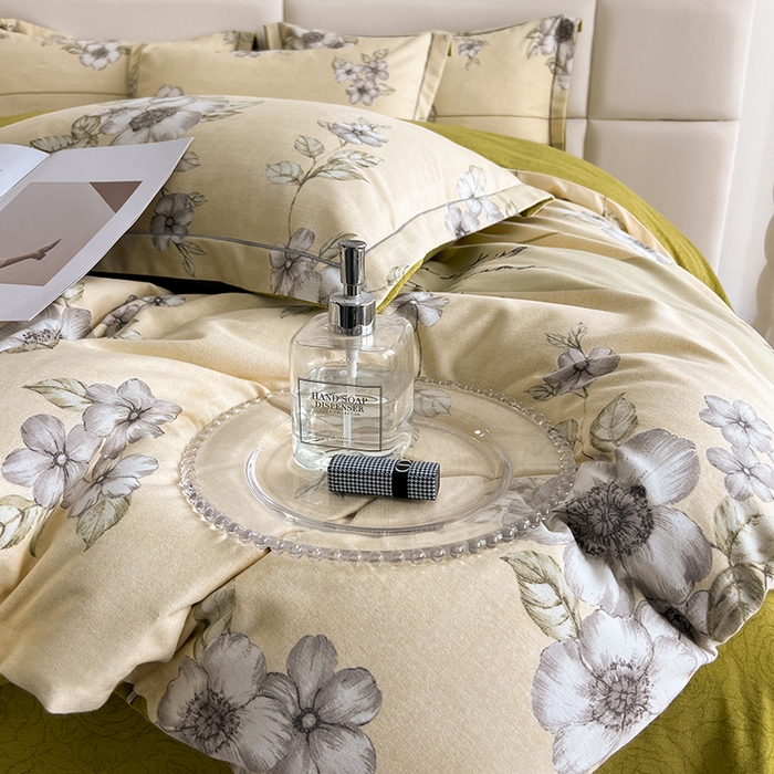 91家纺网 家纺一手货源 找家纺 曲之慕 2025直播爆款纯棉磨毛 高克重加厚全棉磨毛印花四件套 瑞丽