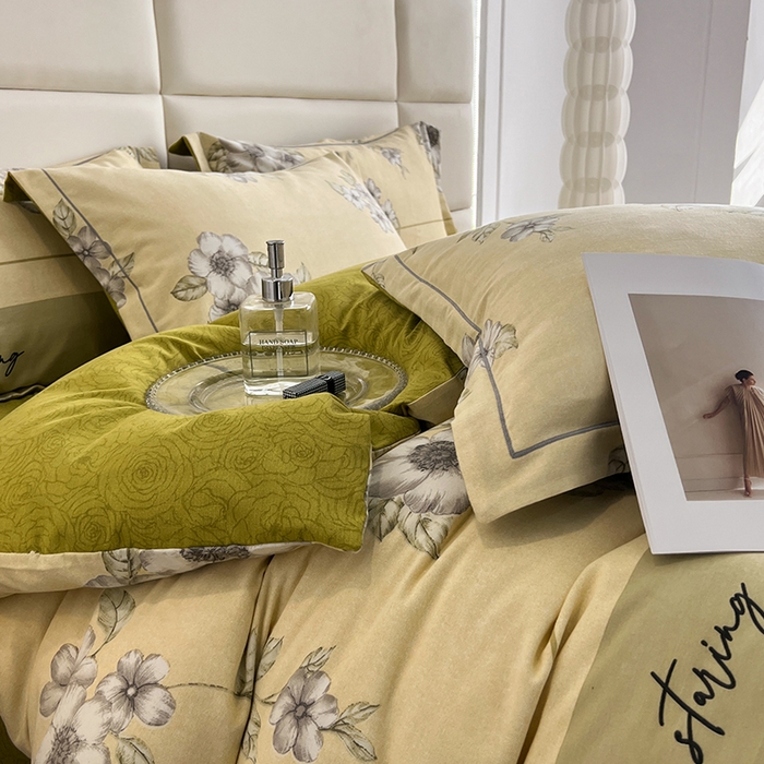 91家纺网 家纺一手货源 找家纺 曲之慕 2025直播爆款纯棉磨毛 高克重加厚全棉磨毛印花四件套 瑞丽