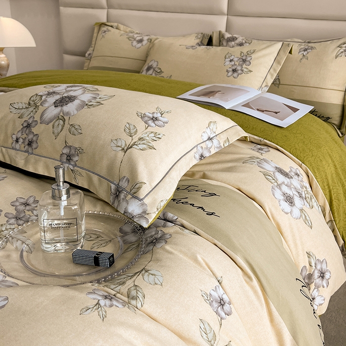 91家纺网 家纺一手货源 找家纺 曲之慕 2025直播爆款纯棉磨毛 高克重加厚全棉磨毛印花四件套 瑞丽