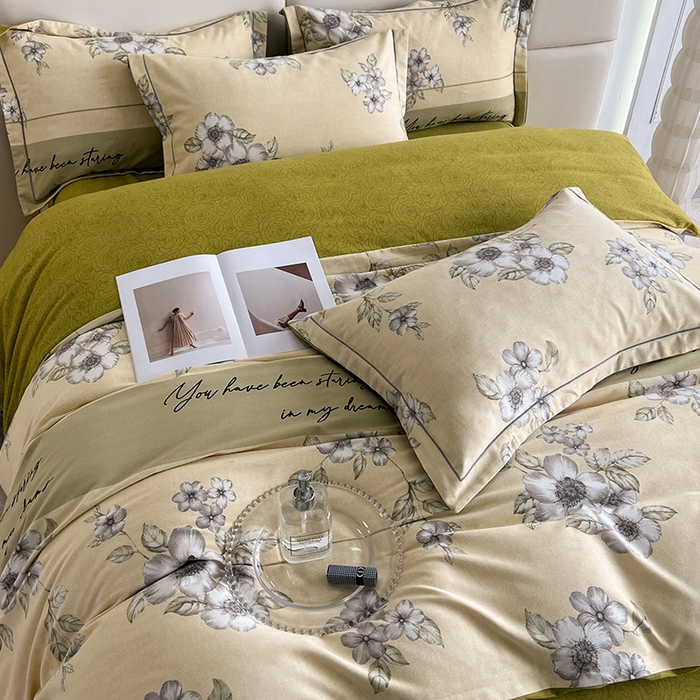 91家纺网 家纺一手货源 找家纺 曲之慕 2025直播爆款纯棉磨毛 高克重加厚全棉磨毛印花四件套 瑞丽