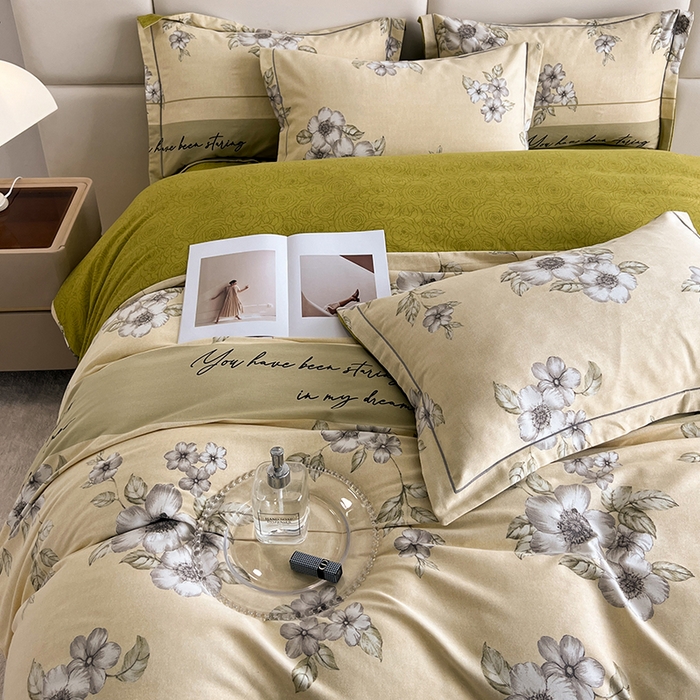 91家纺网 家纺一手货源 找家纺 曲之慕 2025直播爆款纯棉磨毛 高克重加厚全棉磨毛印花四件套 瑞丽