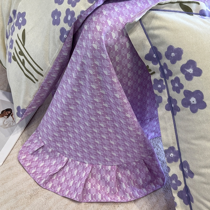 91家纺网 家纺一手货源 找家纺 曲之慕 2025直播爆款纯棉磨毛 高克重加厚全棉磨毛印花四件套 花曼雨