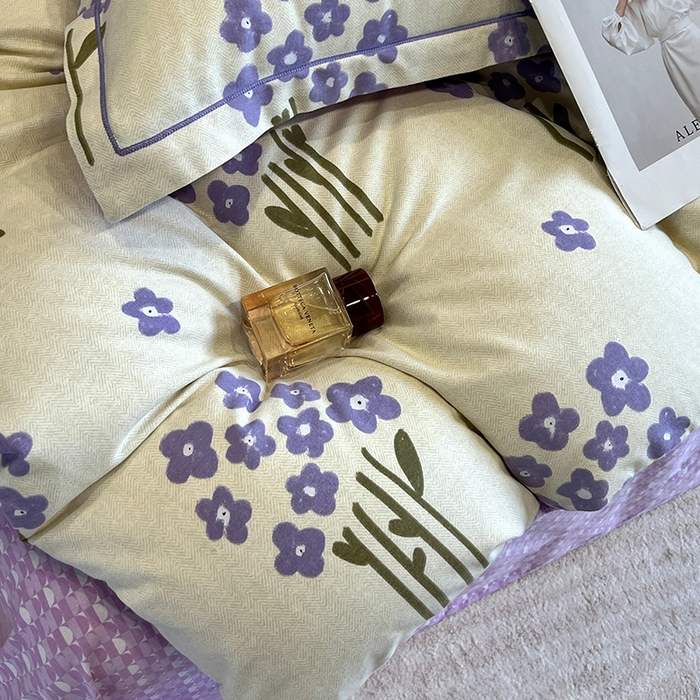 91家纺网 家纺一手货源 找家纺 曲之慕 2025直播爆款纯棉磨毛 高克重加厚全棉磨毛印花四件套 花曼雨