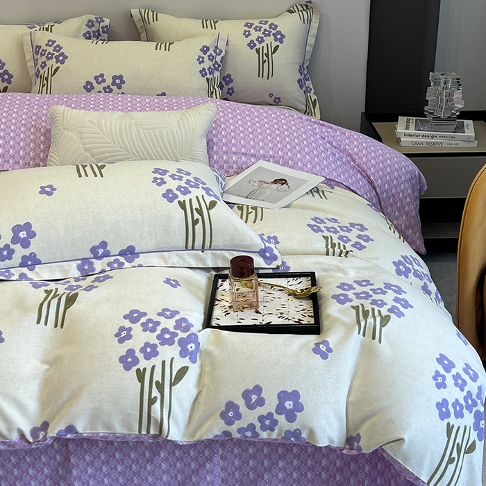 91家纺网 家纺一手货源 找家纺 曲之慕 2025直播爆款纯棉磨毛 高克重加厚全棉磨毛印花四件套 花曼雨