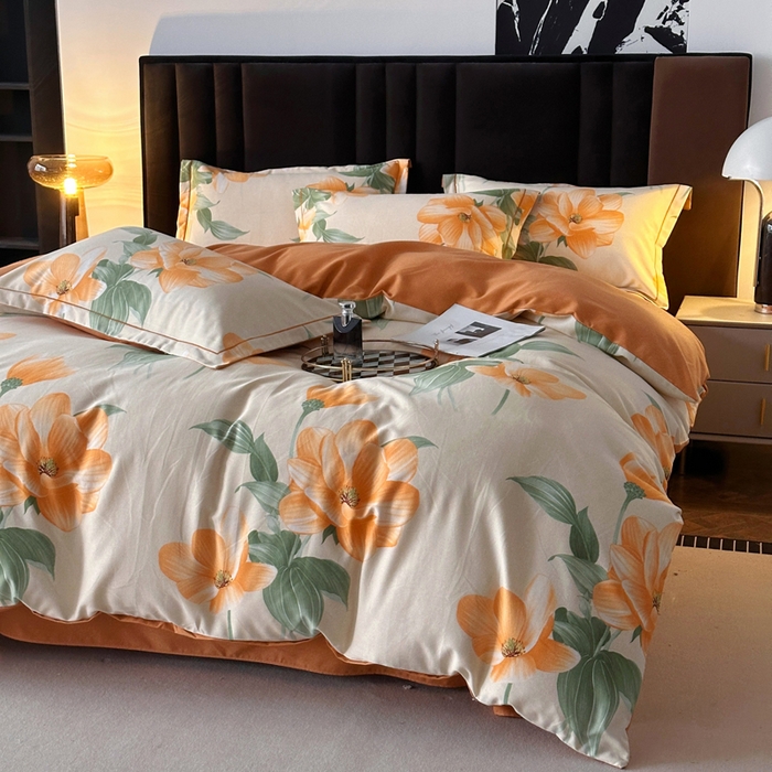 91家纺网 家纺一手货源 找家纺 曲之慕 2025直播爆款纯棉磨毛 高克重加厚全棉磨毛印花四件套 风吹一夏