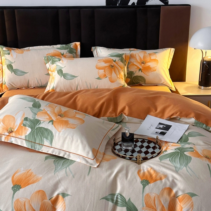 91家纺网 家纺一手货源 找家纺 曲之慕 2025直播爆款纯棉磨毛 高克重加厚全棉磨毛印花四件套 风吹一夏