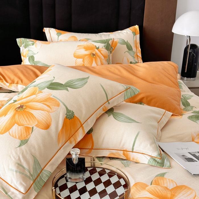 91家纺网 家纺一手货源 找家纺 曲之慕 2025直播爆款纯棉磨毛 高克重加厚全棉磨毛印花四件套 风吹一夏