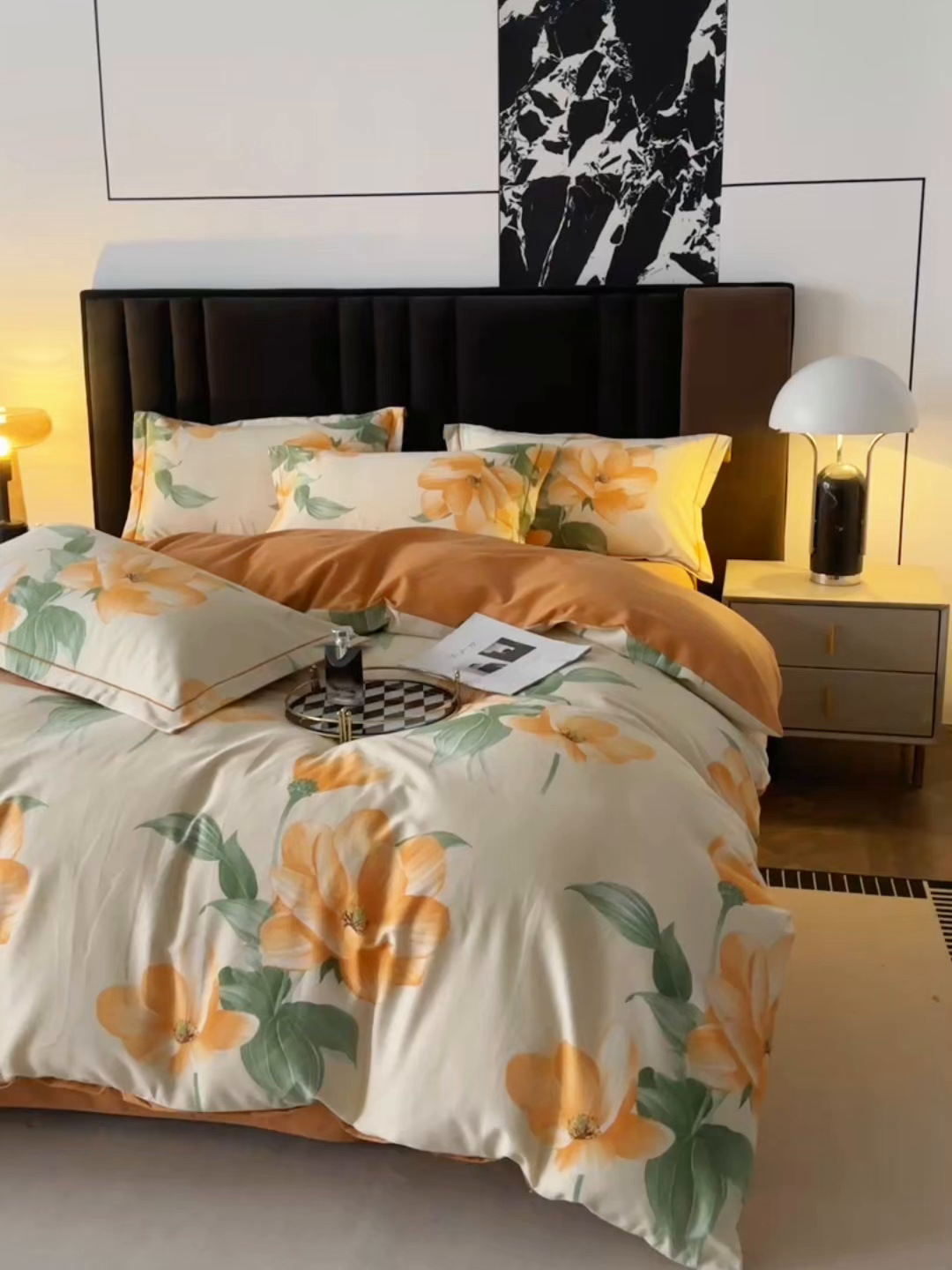 91家纺网 家纺一手货源 找家纺 曲之慕 2025直播爆款纯棉磨毛 高克重加厚全棉磨毛印花四件套 风吹一夏