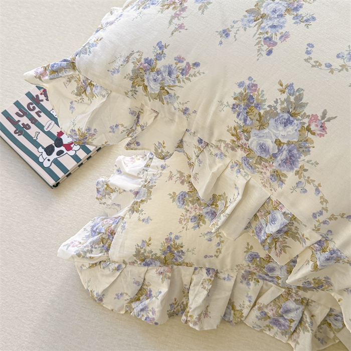 91家纺网 家纺一手货源 找家纺 忘忧草 2025新款全棉印花精致花边枕套 云溪之境