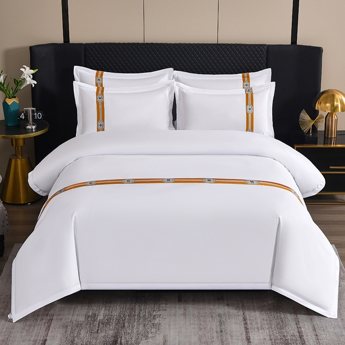 91家纺网 家纺一手货源 找家纺 中乾酒店布草工厂店 2025新款120克加密织带款酒店磨毛四件套 柿柿如意