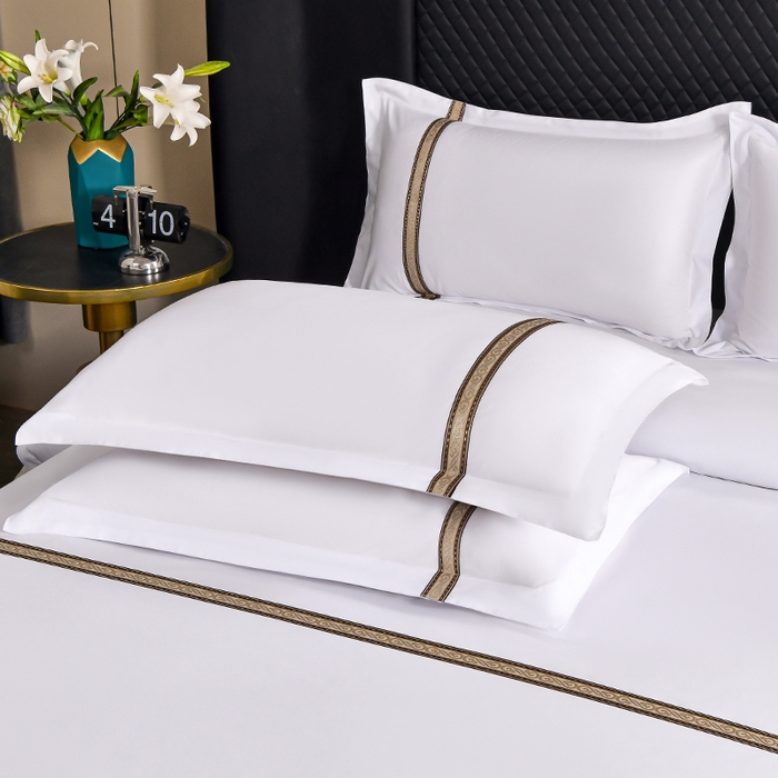 91家纺网 家纺一手货源 找家纺 中乾酒店布草工厂店 2025新款120克加密织带款酒店磨毛四件套 繁花似锦