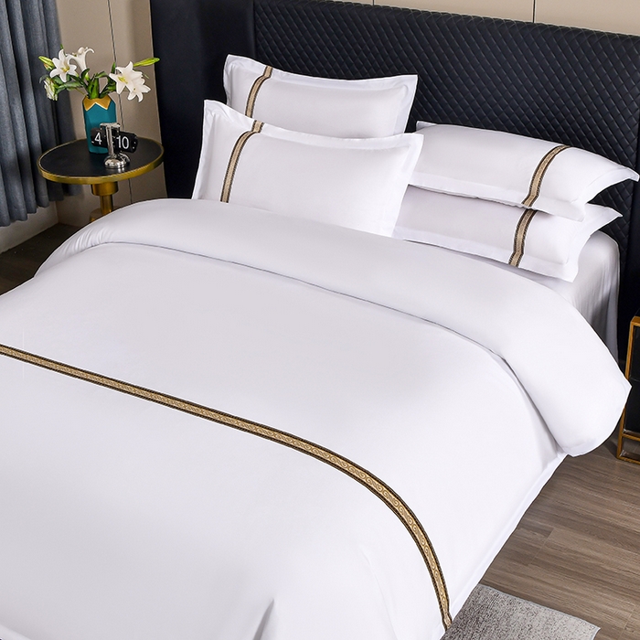 91家纺网 家纺一手货源 找家纺 中乾酒店布草工厂店 2025新款120克加密织带款酒店磨毛四件套 繁花似锦