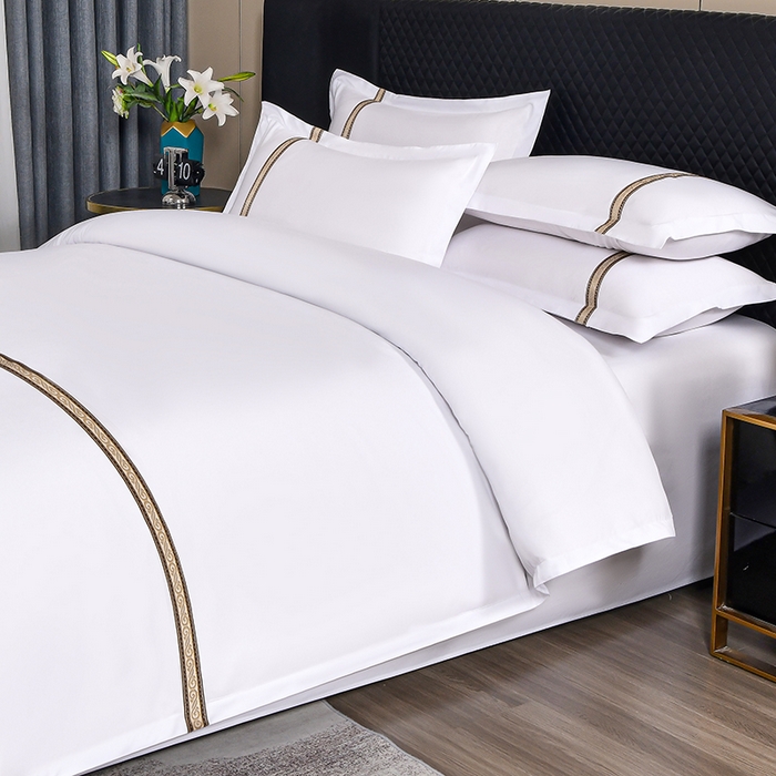 91家纺网 家纺一手货源 找家纺 中乾酒店布草工厂店 2025新款120克加密织带款酒店磨毛四件套 繁花似锦