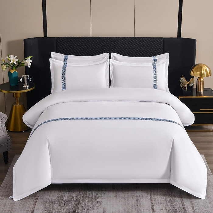 中乾酒店布草工厂店 2025新款120克加密织带款酒店磨毛四件套 浮光跃金