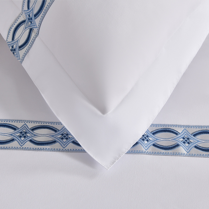 91家纺网 家纺一手货源 找家纺 中乾酒店布草工厂店 2025新款120克加密织带款酒店磨毛四件套 浮光跃金