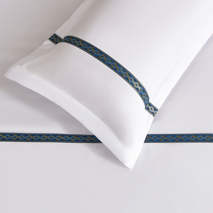 91家纺网 家纺一手货源 找家纺 中乾酒店布草工厂店 2025新款120克加密织带款酒店磨毛四件套 蓝翎阁