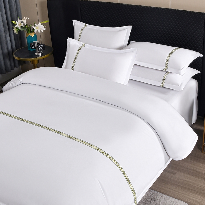 91家纺网 家纺一手货源 找家纺 中乾酒店布草工厂店 2025新款120克加密织带款酒店磨毛四件套 如沐春风