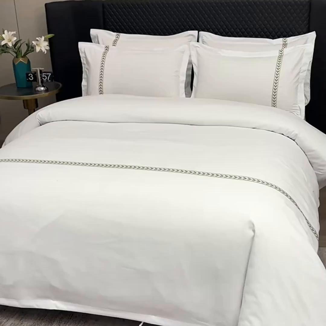 91家纺网 家纺一手货源 找家纺 中乾酒店布草工厂店 2025新款120克加密织带款酒店磨毛四件套 如沐春风