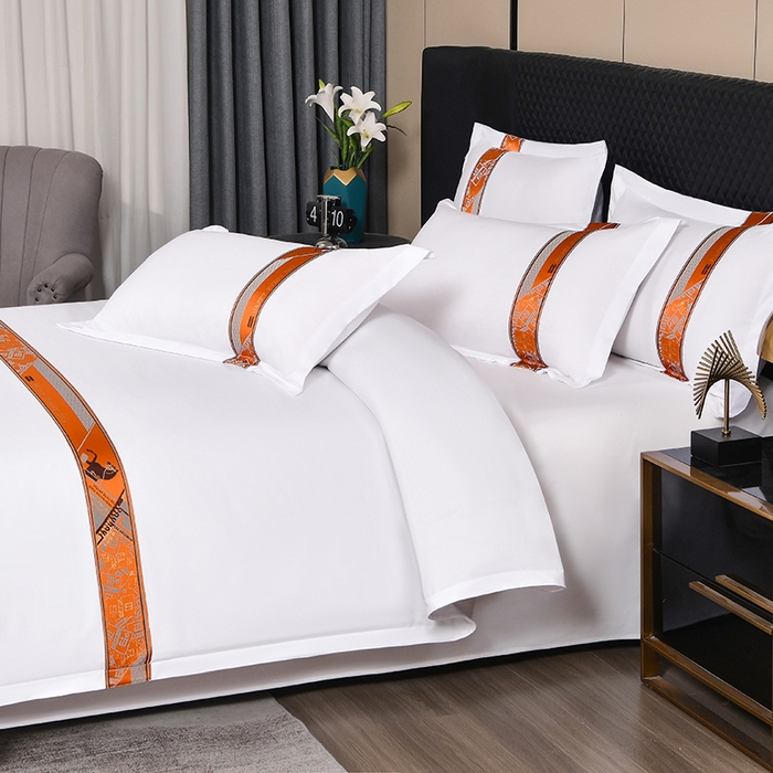 91家纺网 家纺一手货源 找家纺 中乾酒店布草工厂店 2025新款120克加密织带款酒店磨毛四件套 爱马仕