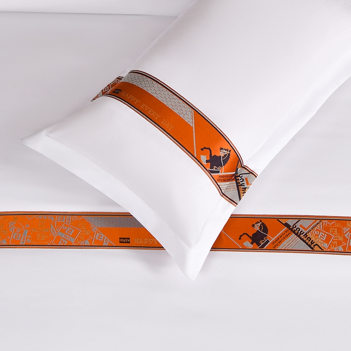 91家纺网 家纺一手货源 找家纺 中乾酒店布草工厂店 2025新款120克加密织带款酒店磨毛四件套 爱马仕