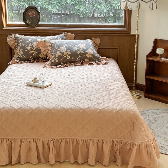 91家纺网 家纺一手货源 找家纺 胜权家纺 2025新款全棉纯棉数码印花双层纱床盖四件套 香榭丽舍