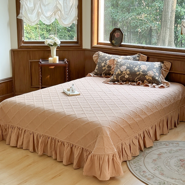 91家纺网 家纺一手货源 找家纺 胜权家纺 2025新款全棉纯棉数码印花双层纱床盖四件套 香榭丽舍