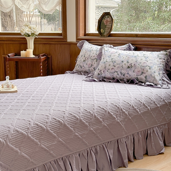 91家纺网 家纺一手货源 找家纺 胜权家纺 2025新款全棉纯棉数码印花双层纱床盖四件套 玫瑰花语