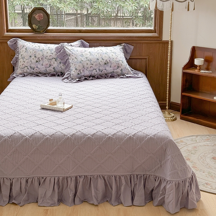 91家纺网 家纺一手货源 找家纺 胜权家纺 2025新款全棉纯棉数码印花双层纱床盖四件套 玫瑰花语