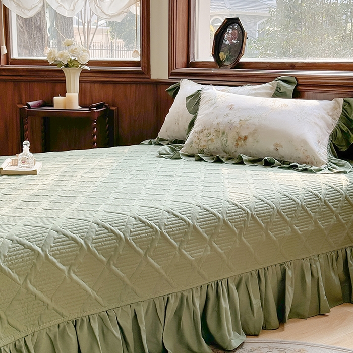 91家纺网 家纺一手货源 找家纺 胜权家纺 2025新款全棉纯棉数码印花双层纱床盖四件套 秘境花园