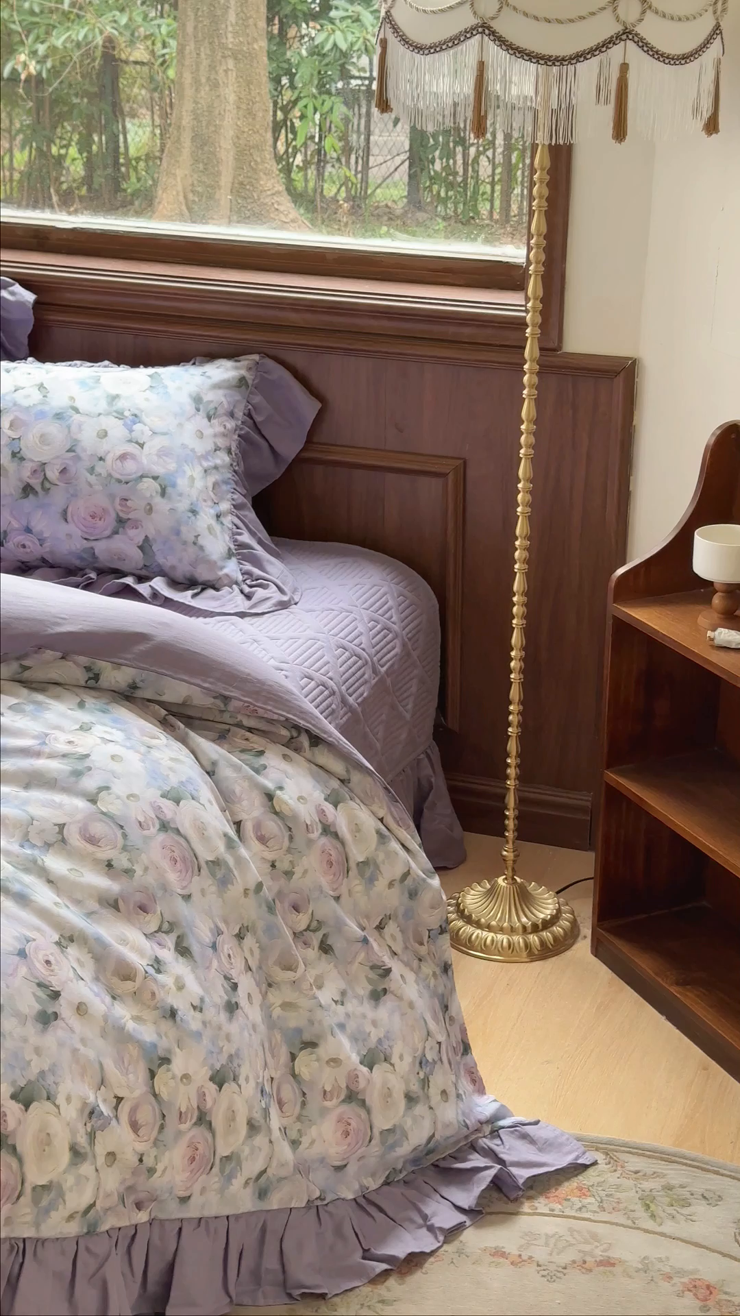 91家纺网 家纺一手货源 找家纺 胜权家纺 2025新款全棉纯棉数码印花双层纱床盖四件套 玫瑰花语