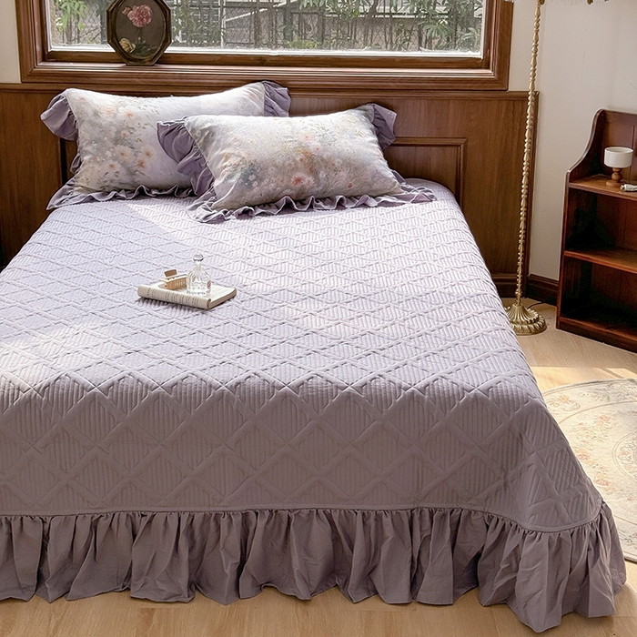 91家纺网 家纺一手货源 找家纺 胜权家纺 2025新款全棉纯棉数码印花双层纱床盖单品 普罗旺斯