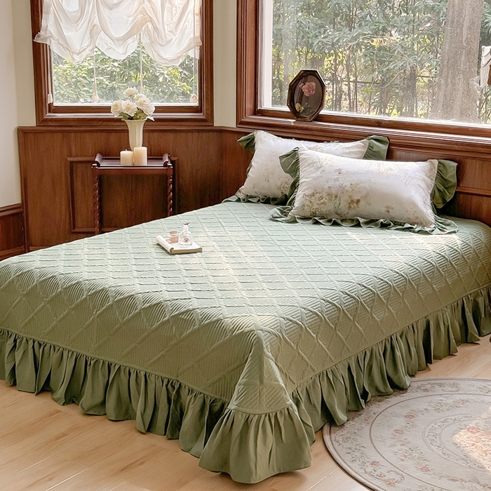 91家纺网 家纺一手货源 找家纺 胜权家纺 2025新款全棉纯棉数码印花双层纱床盖单品 秘境花园