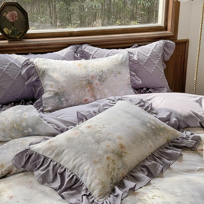 91家纺网 家纺一手货源 找家纺 胜权家纺 2025新款全棉纯棉数码印花双层纱床盖单品 普罗旺斯