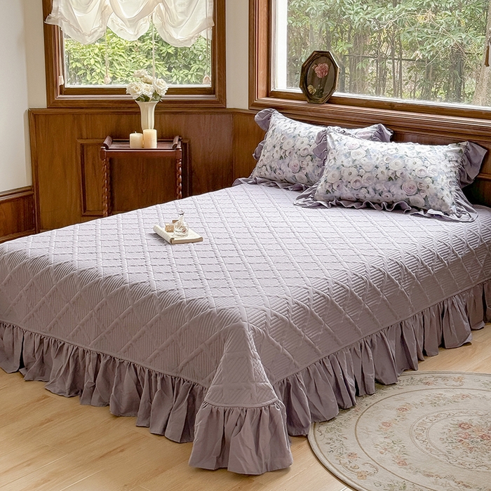 91家纺网 家纺一手货源 找家纺 胜权家纺 2025新款全棉纯棉数码印花双层纱床盖单品 玫瑰花语