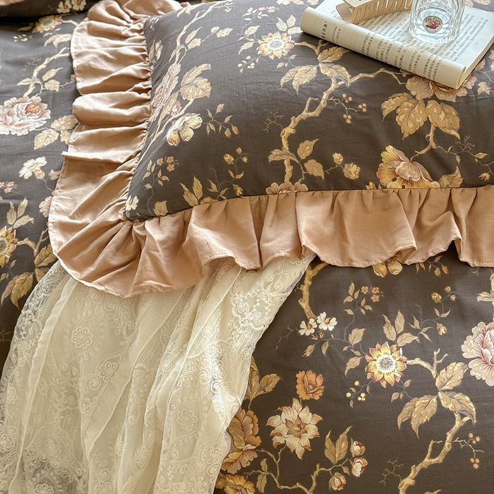 91家纺网 家纺一手货源 找家纺 胜权家纺 2025新款全棉纯棉数码印花双层纱床盖单品 香榭丽舍