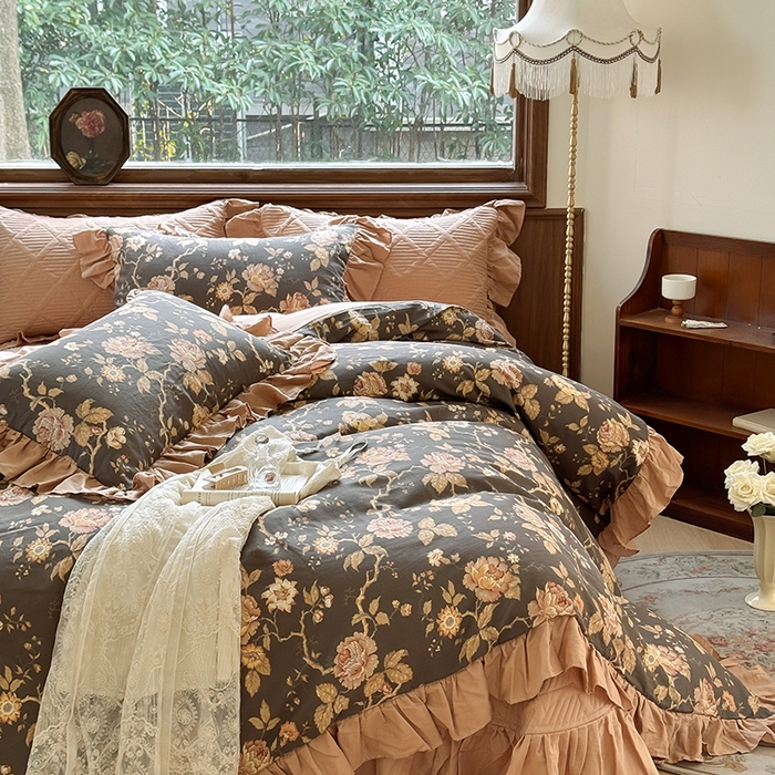 91家纺网 家纺一手货源 找家纺 胜权家纺 2025新款全棉纯棉数码印花双层纱床盖单品 香榭丽舍