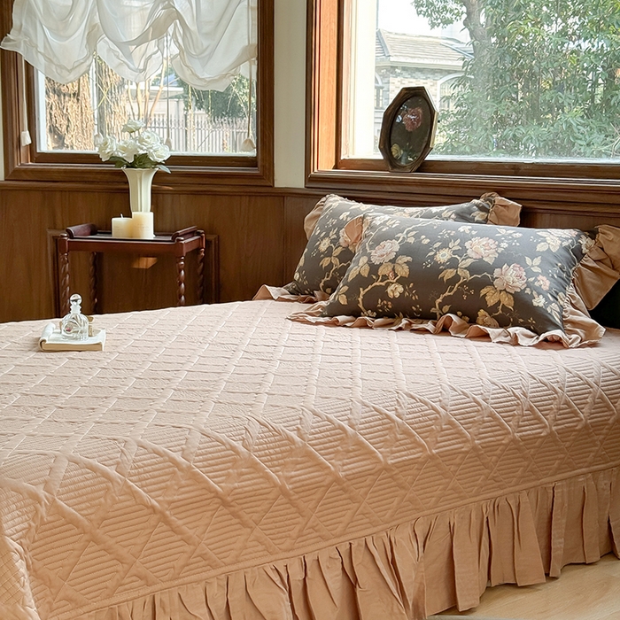 91家纺网 家纺一手货源 找家纺 胜权家纺 2025新款全棉纯棉数码印花双层纱床盖单品 香榭丽舍