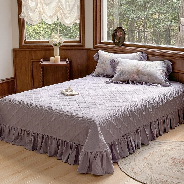 胜权家纺 2025新款全棉纯棉数码印花双层纱床盖单品 普罗旺斯