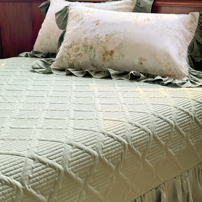 91家纺网 家纺一手货源 找家纺 胜权家纺 2025新款全棉纯棉数码印花双层纱床盖单品 秘境花园