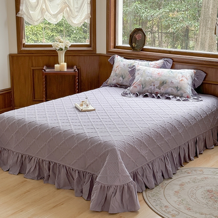 胜权家纺 2025新款全棉纯棉数码印花双层纱床盖单品 梵花紫梦