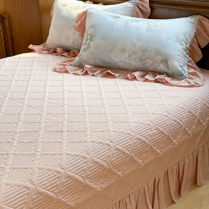 91家纺网 家纺一手货源 找家纺 胜权家纺 2025新款全棉纯棉数码印花双层纱床盖单品 荷塘月色